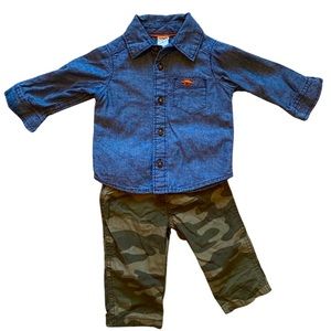 Carter’s Denim Button Up + Camo Pant Set 6M